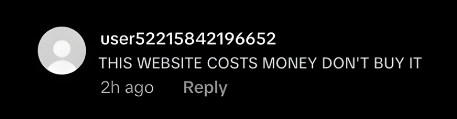 Spam comment: THIS WEBSITE COSTS MONEY DON'T BUY IT