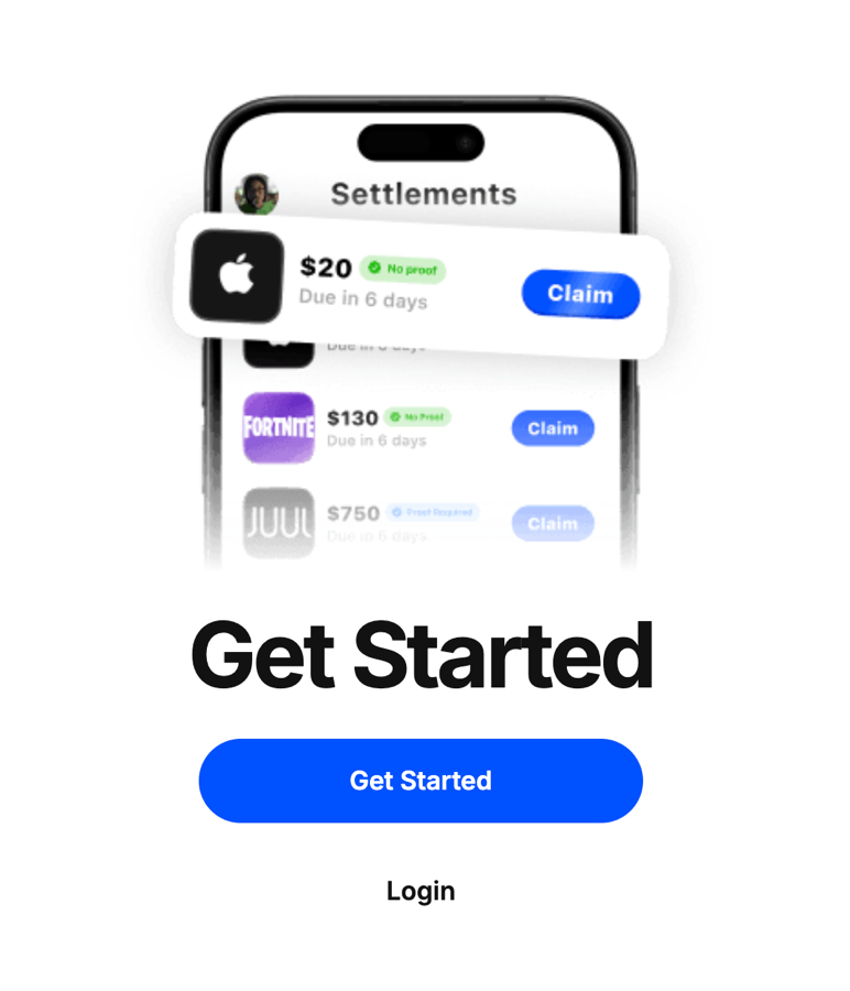 Claim sign up screen